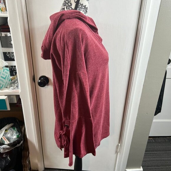 Weekend Suzanne betro rose pink v-neck hoodie bell tie sleeve top - Picture 4 of 8